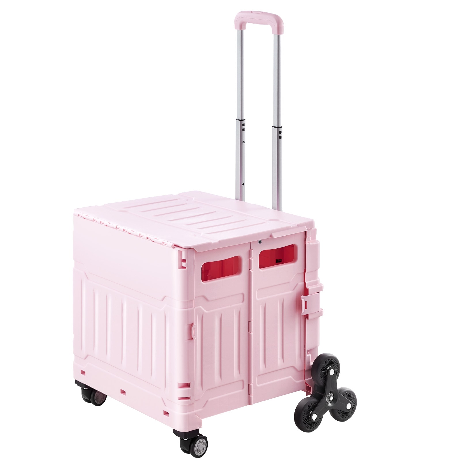 Foldable Trolley With Stair Climbing Wheels And 65l Storage Crate_voghion.com